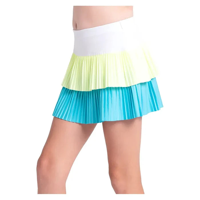 Girls' Doubles Pleated Skort Parrot and Lemon Frost