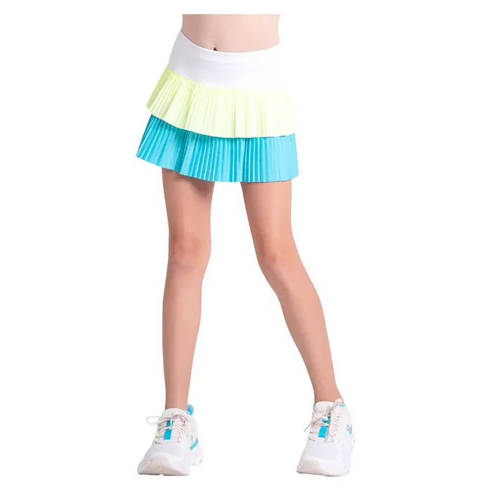 Girls' Doubles Pleated Skort Parrot and Lemon Frost