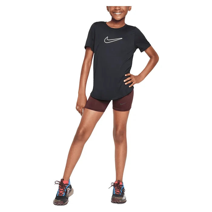 Girls' Dri-FIT One Short Sleeve Training Top Black and White