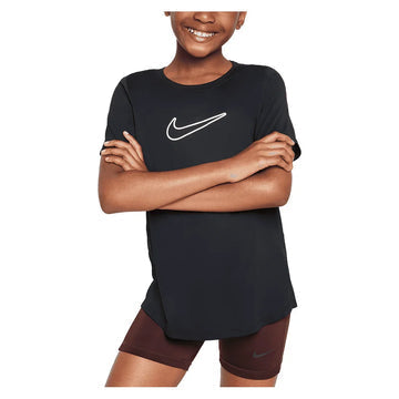 Girls' Dri-FIT One Short Sleeve Training Top Black and White