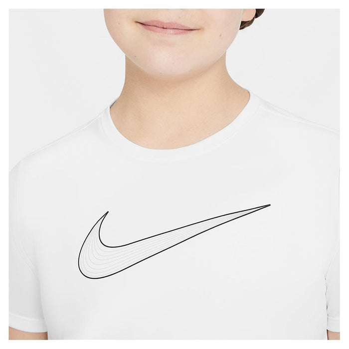 Girls' Dri-FIT One Short-Sleeve Training Top White and Black
