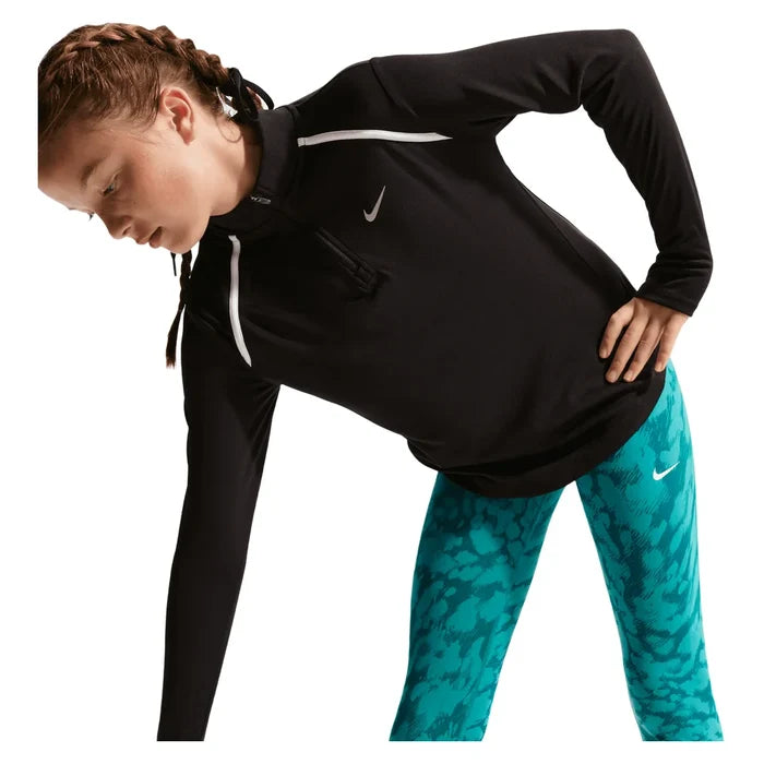 Girls' Dri-FIT Tempo Long-Sleeve Half-Zip Training Top Black and White, Nike, Pickleball Express, IM3661-010BH26-4