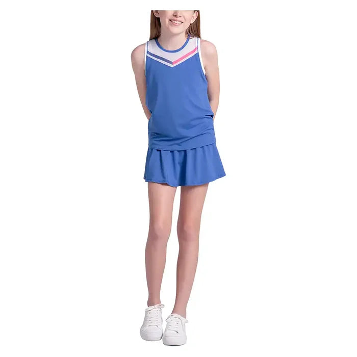 Girls' Game On Tie Back Tank Parisian Blue