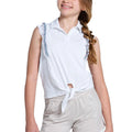 Girls' Lucky Stripe Tie Polo White