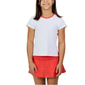 Girls' Short Sleeve Top White and Hibiscus