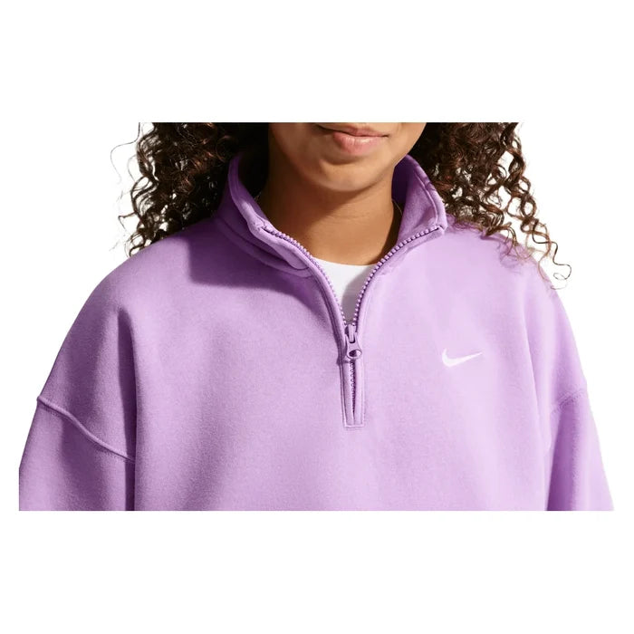 Girls' Sportswear Studio Fleece Oversized 1/4-Zip Top Violet Star and White, Nike, Pickleball Express, IM4948-589H26-2