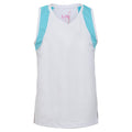 Girls' Tank White and Aqua Block Trim