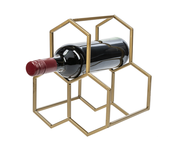 Gold Honeycomb Triple Bottle Wine Holder