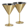 Gold Martini Cocktail Glasses, Brushed Gold Stainless Steel, Set of 2 with Gift Box - EK CHIC HOME