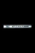 Centered horizontal view of a clear glass GRAV® Taster Pipe with its logo visible against a black background.