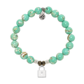 Green Shell Gemstone Bracelet with Unbreakable Friendship Sterling Silver Charm