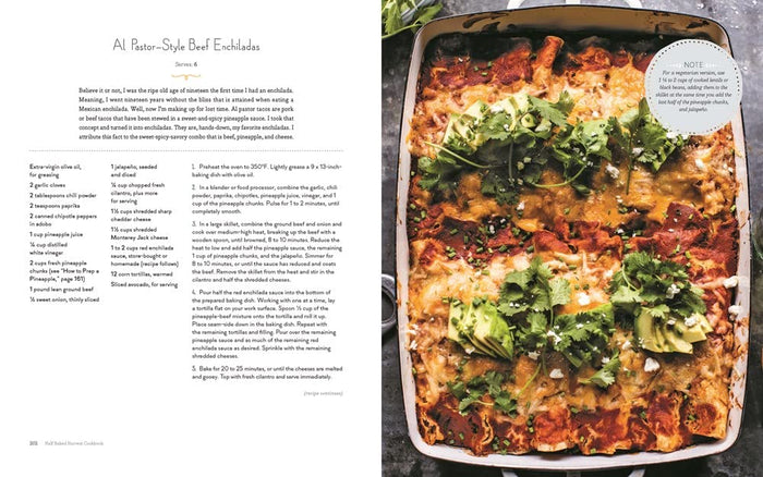 Enchiladas served on a plate from the Half Baked Harvest Super Simple cookbook by Penguin Random House LLC.