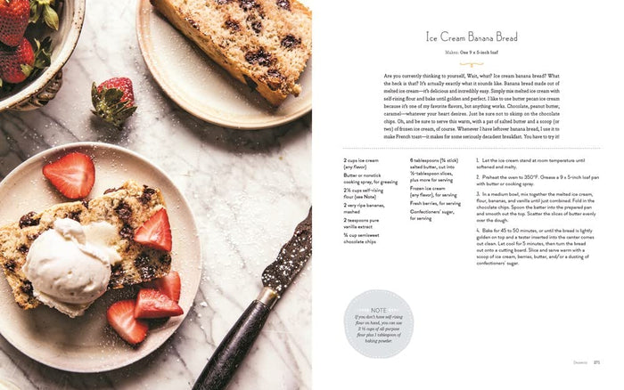 Banana bread from the Half Baked Harvest Super Simple cookbook by Penguin Random House LLC, featuring a sliced banana bread loaf.