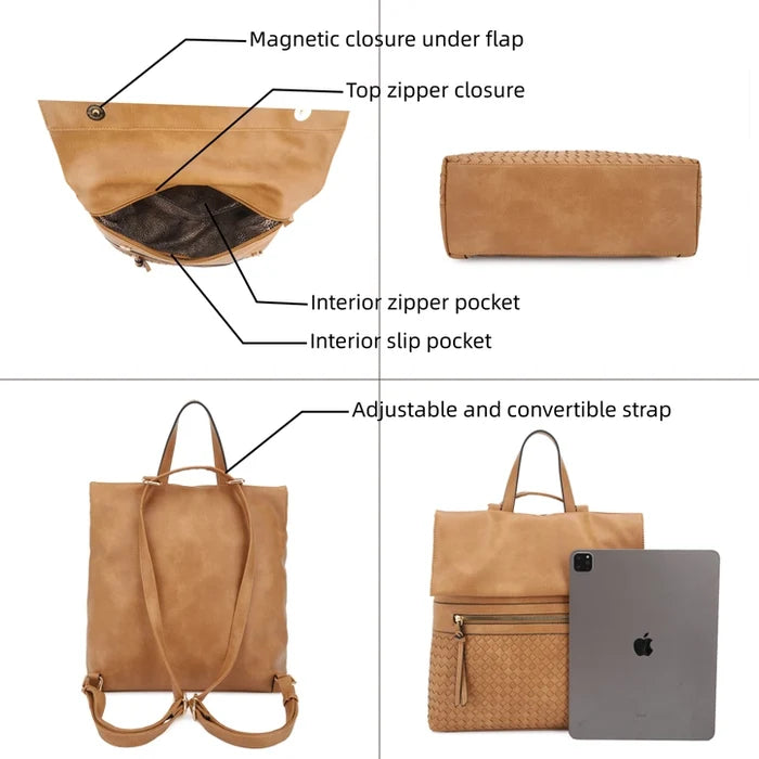 Helena Woven Flap Backpack