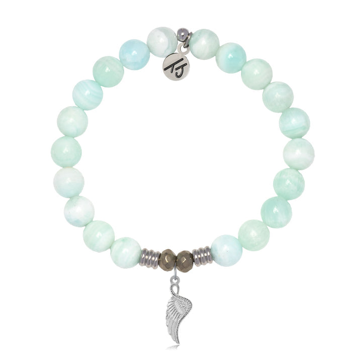 Hemimorphite Gemstone Bracelet with Angel Blessings Sterling Silver Charm
