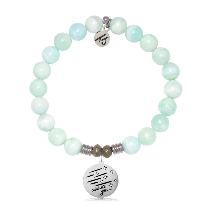 Hemimorphite Gemstone Bracelet with Birthday Wishes Sterling Silver Charm