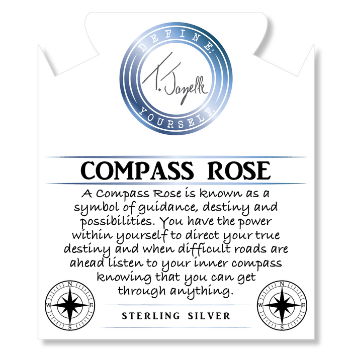 Hemimorphite Gemstone Bracelet with Compass Rose Sterling Silver Charm