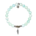 Hemimorphite Gemstone Bracelet with Feather Sterling Silver Charm