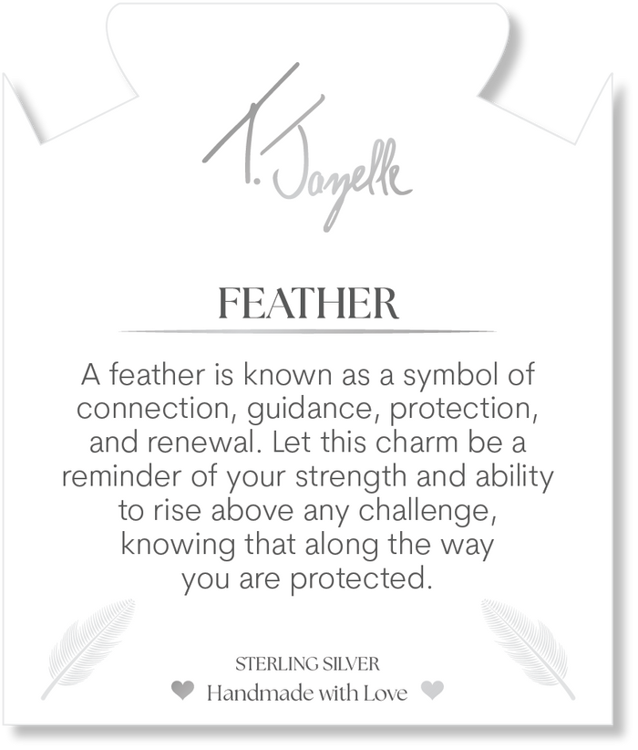 Hemimorphite Gemstone Bracelet with Feather Sterling Silver Charm