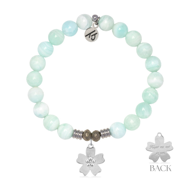 Hemimorphite Gemstone Bracelet with Forget Me Not Sterling Silver Charm