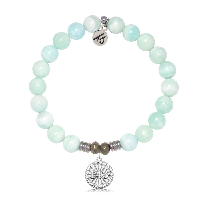 Hemimorphite Gemstone Bracelet with I Love You Sterling Silver Charm