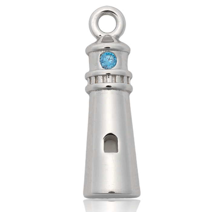 Hemimorphite Gemstone Bracelet with Lighthouse Sterling Silver Charm