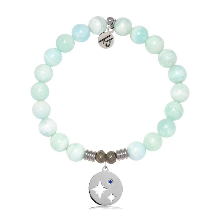 Hemimorphite Gemstone Bracelet with Mother Son Sterling Silver Charm
