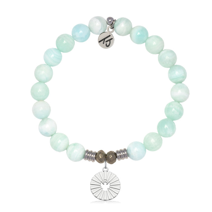 Hemimorphite Gemstone Bracelet with Prayers of Angels Sterling Silver Charm