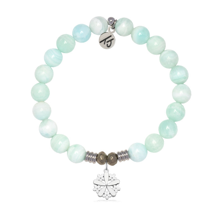 Hemimorphite Gemstone Bracelet with Thank You Flower Sterling Silver Charm
