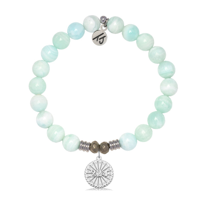 Hemimorphite Gemstone Bracelet with Today Tomorrow Forever Sterling Silver Charm