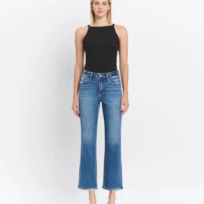 High Rise Ankle Straight Jeans
