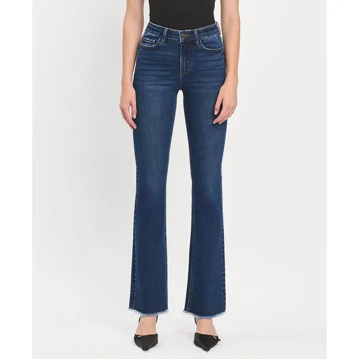 High Rise Raw Hem Bootcut Jeans