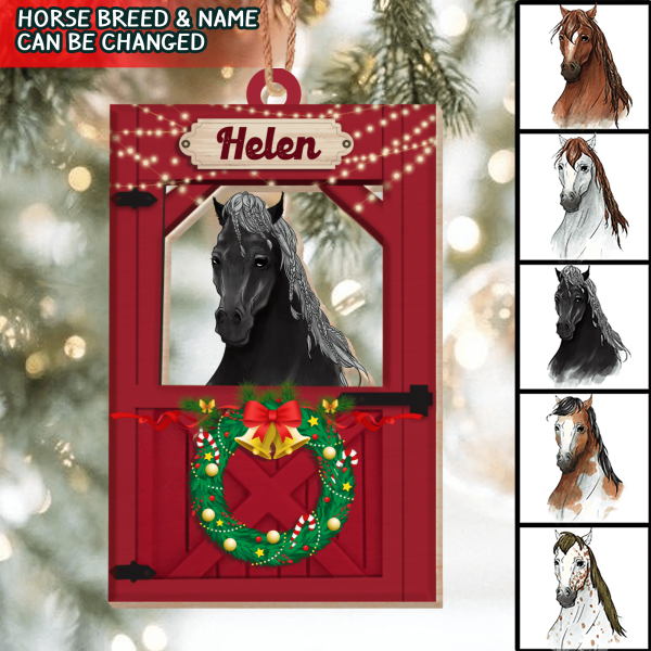 Horse Barn Christmas - Personalized Wooden Print Ornament