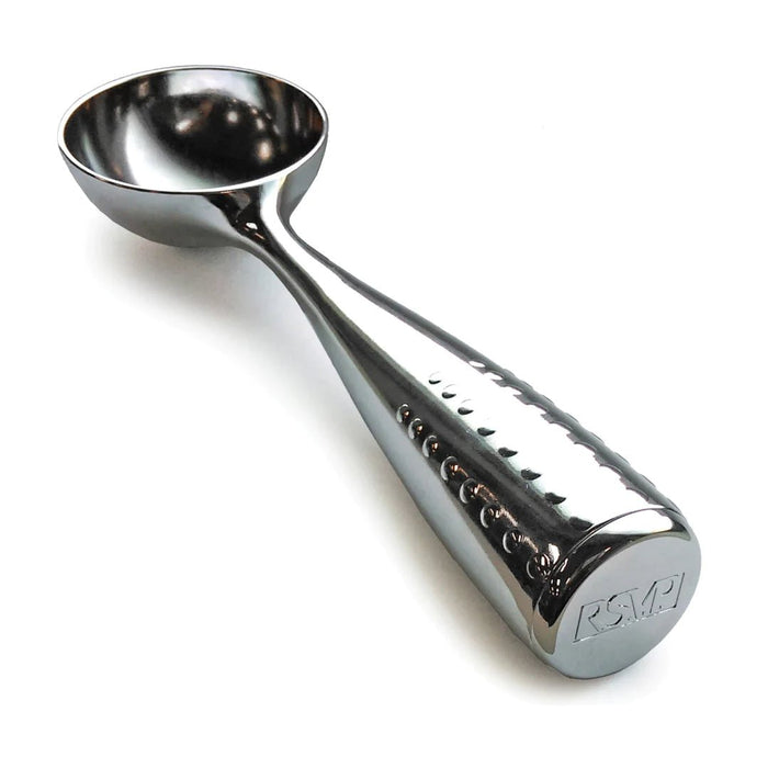 RSVP International ice cream scoop from 1103 baking tools set, stainless steel handle and scoop for easy ice cream serving.