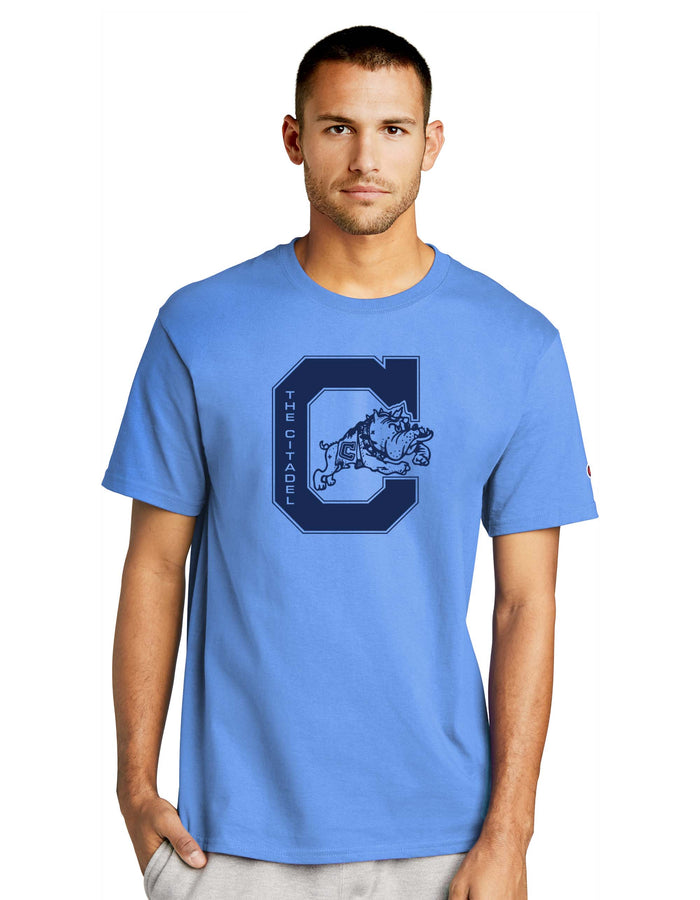 Jumping Bulldog Champion Jersey Tee-Light Blue