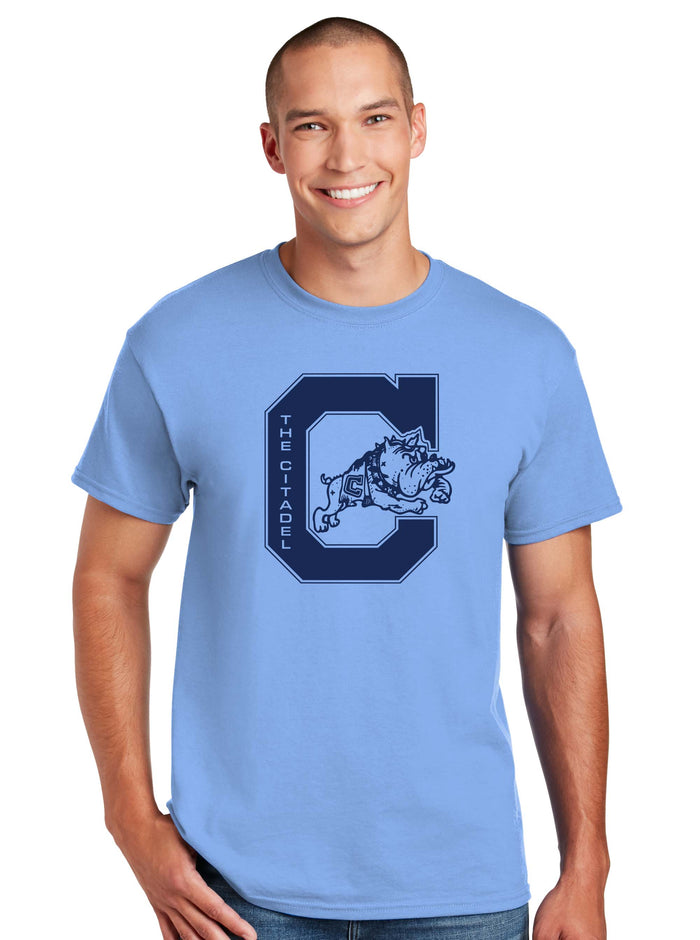 Jumping Bulldog DryBlend T-Shirt- Ash-Carolina Blue