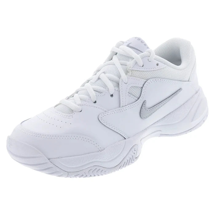 Juniors' Court Lite 2 Court Shoes White and Metallic Silver
