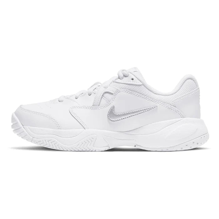 Juniors' Court Lite 2 Court Shoes White and Metallic Silver