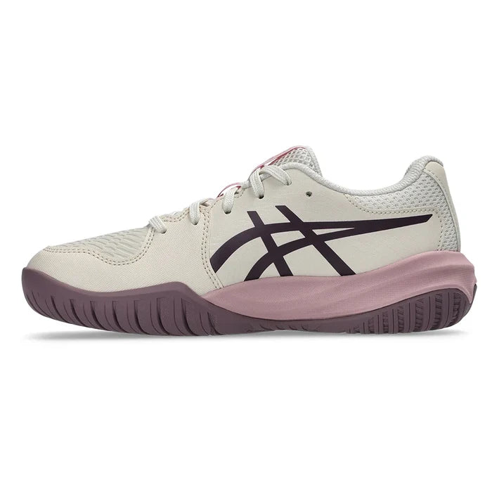 Juniors' GEL-Resolution X GS Shoes Soft Oat and Dark Aubergine