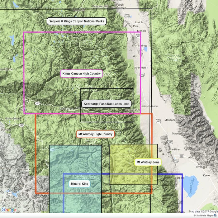 Kearsarge Pass and Rae Lakes Loop Trail Map