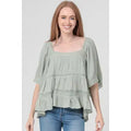 Lace Trim Square Neck Blouse