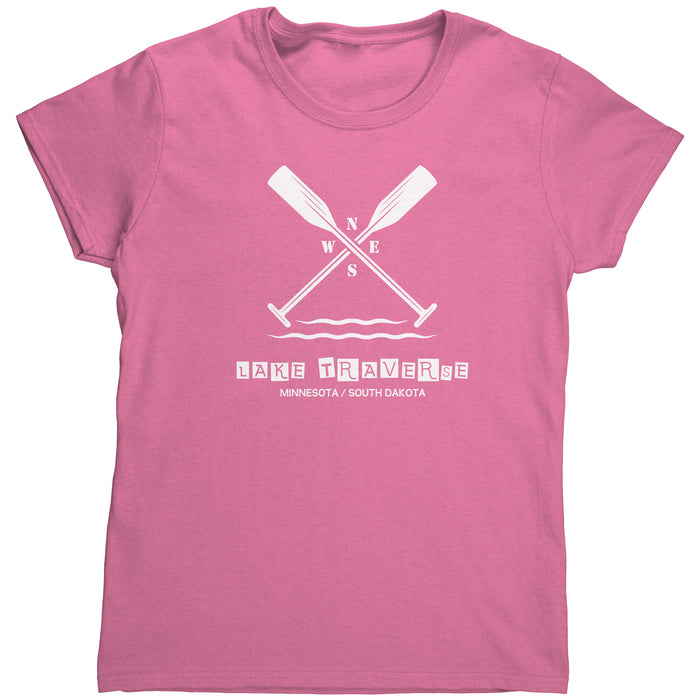 Ladies Lake Traverse Paddles Tee, WHT Art