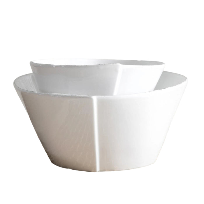Vietri Lastra White Medium Stacking Serving Bowl with clean, modern design, perfect for serving salads or side dishes.