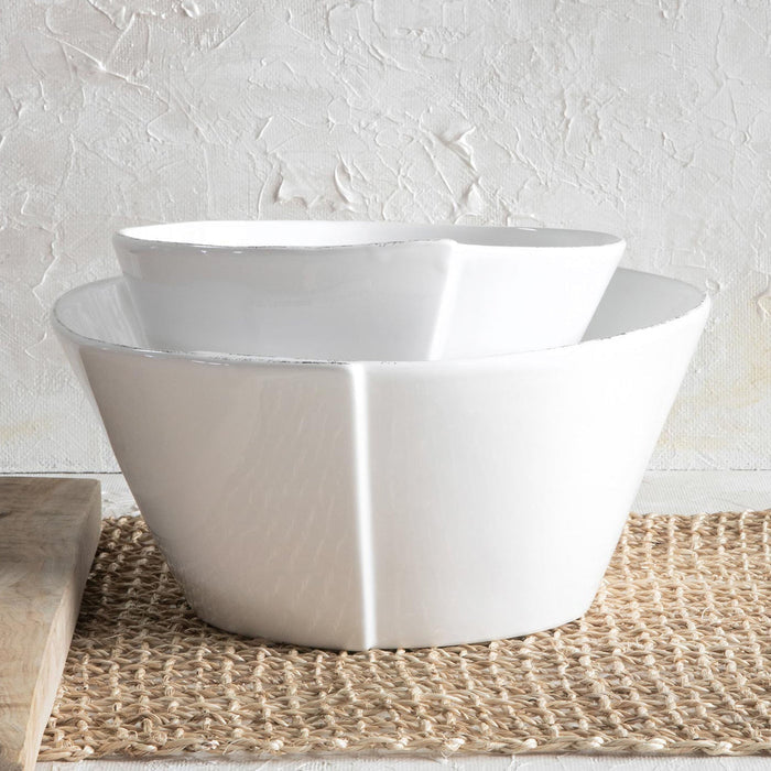 Vietri Lastra White Medium Stacking Serving Bowl, elegant ceramic bowl for serving and display, part of 2206 SERVEWARE collection