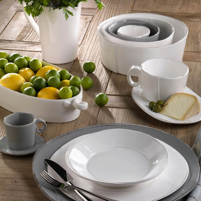 Vietri Lastra White Pasta Bowl from 2201 Dinnerware collection, ceramic bowl with a clean, modern design for pasta dishes.