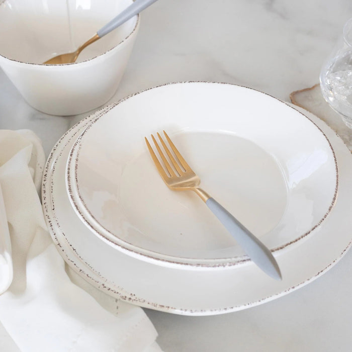 Vietri Lastra White Pasta Bowl from the 2201 Dinnerware collection, ceramic bowl with a simple, elegant design for pasta dishes.