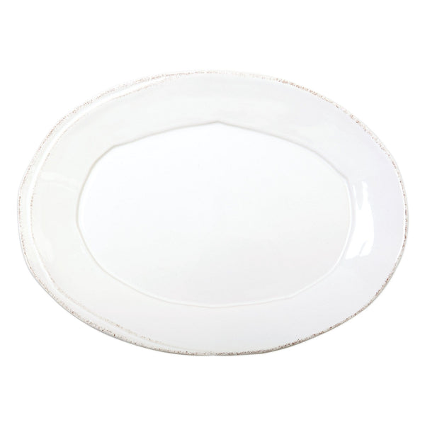 Vietri Lastra White small oval platter from the 2206 Serveware collection, rectangular ceramic serving dish with a smooth finish.