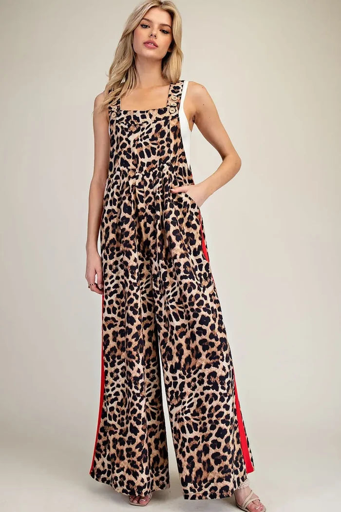 Leopard Printed Side Track Jumpsui