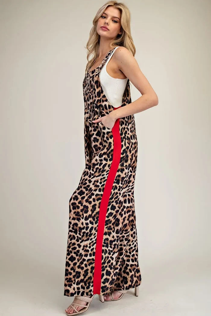Leopard Printed Side Track Jumpsui