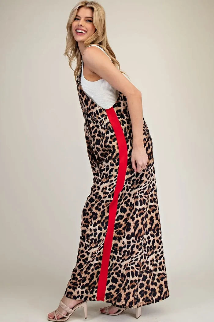 Leopard Printed Side Track Jumpsui